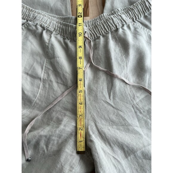Max Studio 100% Linen Drawstring Wide Leg Trouser Pants Lightweight Tan XL - Picture 8 of 9